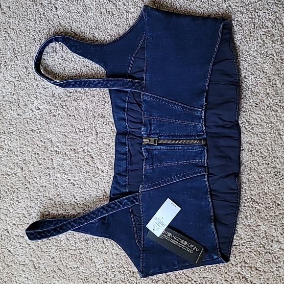 NWT Banana Republic cropped denim corset, size 12 - Picture 5 of 16